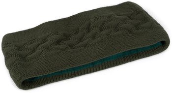 styleBREAKER Damen Strick Stirnband einfarbig mit Karo Muster, Thermo Fleece Futter, Winter Headband Uni 04026061