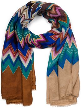 styleBREAKER Damen Schal mit buntem Zick Zack Zacken Muster, Stola mehrfarbig gezackt 01017154