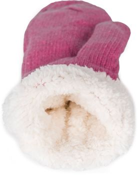 styleBREAKER Damen warme Winter Strick Fäustlinge mit Strass und Perlen, Handschuhe, Thermo Fleece, Strickhandschuhe 09010039