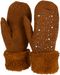 styleBREAKER Damen warme Winter Strick Fäustlinge mit Strass und Perlen, Handschuhe, Thermo Fleece, Strickhandschuhe 09010039
