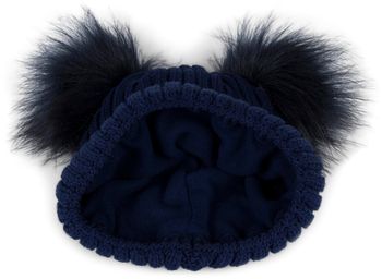 styleBREAKER Kinder Strick Bommelmütze mit 2 Kunstfellbommel und Fleece Futter, Winter Mütze, Strickmütze, 2-5 Jahre 04024203