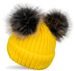 styleBREAKER Kinder Strick Bommelmütze mit 2 Kunstfellbommel und Fleece Futter, Winter Mütze, Strickmütze, 2-5 Jahre 04024203