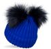 styleBREAKER Kinder Strick Bommelmütze mit 2 Kunstfellbommel und Fleece Futter, Winter Mütze, Strickmütze, 2-5 Jahre 04024203