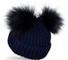styleBREAKER Kinder Strick Bommelmütze mit 2 Kunstfellbommel und Fleece Futter, Winter Mütze, Strickmütze, 2-5 Jahre 04024203