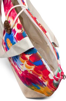 styleBREAKER XXL Strandtasche mit buntem Blumen Print | Große Schultertasche mit Knebelknopf, Stoffhenkel & Karabiner | Damen Shopper 56 x 36 x 18 cm