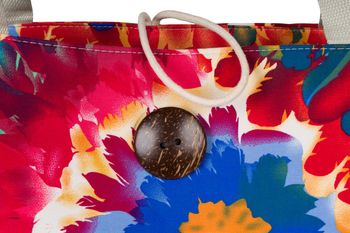 styleBREAKER XXL Strandtasche mit buntem Blumen Print | Große Schultertasche mit Knebelknopf, Stoffhenkel & Karabiner | Damen Shopper 56 x 36 x 18 cm
