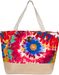 styleBREAKER XXL Strandtasche mit buntem Blumen Print | Große Schultertasche mit Knebelknopf, Stoffhenkel & Karabiner | Damen Shopper 56 x 36 x 18 cm