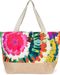 styleBREAKER XXL Strandtasche mit buntem Blumen Print | Große Schultertasche mit Knebelknopf, Stoffhenkel & Karabiner | Damen Shopper 56 x 36 x 18 cm