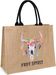 styleBREAKER Leinen Henkeltasche mit Boho Stier Print | Damen Shopper mit Baumwollgriffen und Reißverschluss | Strandtasche Einkaufstasche | 41 x 33 x 17 cm