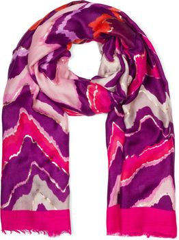 styleBREAKER Damen Schal mit buntem Zick Zack Zacken Muster und Metallic Akzenten, Stola mehrfarbig gezackt 01016221