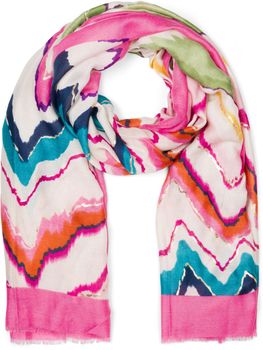 styleBREAKER Damen Schal mit buntem Zick Zack Zacken Muster und Metallic Akzenten, Stola mehrfarbig gezackt 01016221