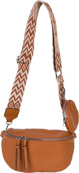 styleBREAKER Damen Halbmond Crossbody Schultertaschen Set 2-Teilig, Schultergurt mit Zick-Zack Rauten Muster 02012396