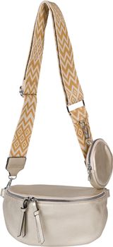 styleBREAKER Damen Halbmond Crossbody Schultertaschen Set 2-Teilig, Schultergurt mit Zick-Zack Rauten Muster 02012396