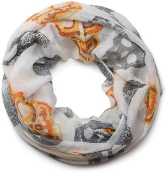 styleBREAKER Loop Schlauchschal im Mexico Style mit Totenkopf Skull Muster, Schal, Tuch, Damen 01018055