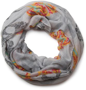 styleBREAKER Loop Schlauchschal im Mexico Style mit Totenkopf Skull Muster, Schal, Tuch, Damen 01018055