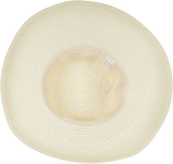 styleBREAKER Damen Sonnenhut mit breitem Schwarzem Zierband, breite Krempe, Strohhut, Papierstroh Hut 04025036