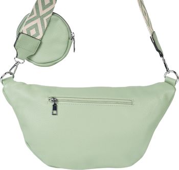 styleBREAKER Damen Halbmond Crossbody Schultertaschen Set 3-Teilig, Schultergurt mit Muster, Schlüsselanhänger, Börse 02012398