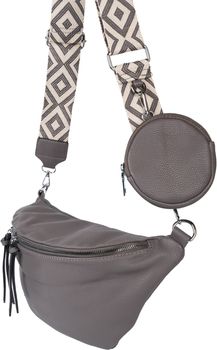 styleBREAKER Damen Halbmond Crossbody Schultertaschen Set 3-Teilig, Schultergurt mit Muster, Schlüsselanhänger, Börse 02012398