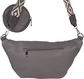 styleBREAKER Damen Halbmond Crossbody Schultertaschen Set 3-Teilig, Schultergurt mit Muster, Schlüsselanhänger, Börse 02012398