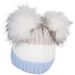 styleBREAKER Kinder Strick Bommelmütze 3-Farbig Gestreift, 2 Kunstfellbommel, Fleece Futter, 2-5 Jahre 04024204
