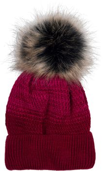 styleBREAKER Damen Strick Bommelmütze mit Farbverlauf und Fleece Futter, Winter Fellbommel Mütze, Strickmütze 04024205