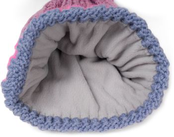 styleBREAKER Kinder Strick Bommelmütze mit Zopfmuster und gestreifter Krempe, Fleece Futter Winter, 3-5 Jahre 04024206