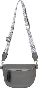 styleBREAKER Damen Halbmond Crossbody Schultertaschen Einfarbig, verstellbarer Schultergurt mit Zick-Zack Rauten Muster 02012401