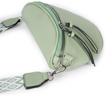styleBREAKER Damen Halbmond Crossbody Schultertaschen Einfarbig, verstellbarer Schultergurt mit Zick-Zack Rauten Muster 02012401
