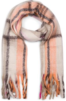 styleBREAKER Damen Web Strickschal mit Streifen Muster und langen dicken Fransen, warmer Winter Schal mehrfarbig 01017157