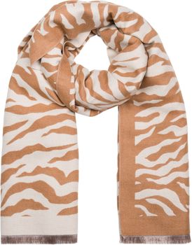 styleBREAKER Damen Schal mit Zebra Animal Print Muster, warmer Tierprint Schal mit Fransen, Reversible Style 01017158
