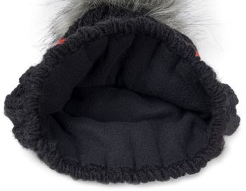 styleBREAKER Kinder Strick Bommelmütze mit Herzmuster und Thermo Fleece Futter, Winter Fellbommel Mütze, 3-5 Jahre 04024209