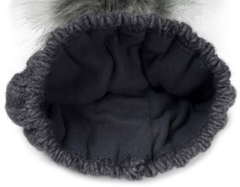 styleBREAKER Kinder Strick Bommelmütze mit Herzmuster und Thermo Fleece Futter, Winter Fellbommel Mütze, 3-5 Jahre 04024209