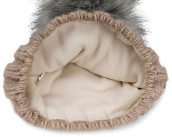 styleBREAKER Kinder Strick Bommelmütze mit Herzmuster und Thermo Fleece Futter, Winter Fellbommel Mütze, 3-5 Jahre 04024209