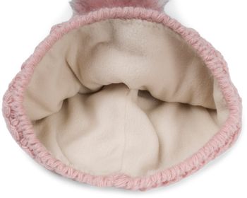 styleBREAKER Kinder Bommelmütze Gehäkelt mit V-Muster, Warmes Thermo Fleece Futter, Winter Fellbommel Mütze, 2-4 Jahre 04024208