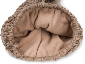 styleBREAKER Kinder Bommelmütze Gehäkelt mit V-Muster, Warmes Thermo Fleece Futter, Winter Fellbommel Mütze, 2-4 Jahre 04024208
