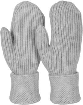 styleBREAKER Damen Winter Strick Fäustlinge Einfarbig mit gemustertem Bund, warme Fausthandschuhe, Strickhandschuhe 09010046