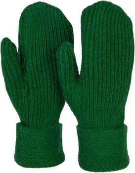 styleBREAKER Damen Winter Strick Fäustlinge Einfarbig mit gemustertem Bund, warme Fausthandschuhe, Strickhandschuhe 09010046