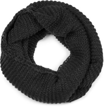 styleBREAKER Unisex Strick Loop Schal Einfarbig mit Wellenmuster, warmer Winter Strickschal, Schlauchschal 01018169
