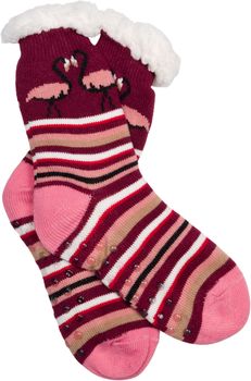 styleBREAKER Unisex ABS Stoppersocken mit Streifen Flamingo Muster, warme ABS-Socken, Größe 35-42 EU / 5-10 US / 4-8 UK 08030013