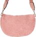 styleBREAKER Damen Teddyfell Halbmond Crossbody Schultertaschen Einfarbig, verstellbarer Schultergurt 02012403