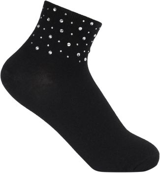 styleBREAKER Damen Socken mit Strass Applikation am Bund, Größe 35-41 EU / 5-9 US / 4-7 UK, Söckchen Glitzersteine 08030014