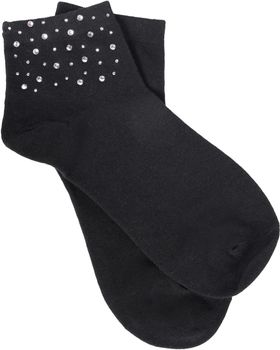 styleBREAKER Damen Socken mit Strass Applikation am Bund, Größe 35-41 EU / 5-9 US / 4-7 UK, Söckchen Glitzersteine 08030014