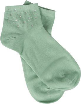 styleBREAKER Damen Socken mit Strass Applikation am Bund, Größe 35-41 EU / 5-9 US / 4-7 UK, Söckchen Glitzersteine 08030014