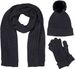 styleBREAKER Damen Set 3-Teilig aus Schal, Bommelmütze und Handschuhe, Zopfmuster Strickschal Warm Winter Einfarbig 01018270