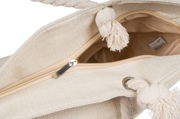 styleBREAKER XXL Strandtasche mit metallic Zick-Zack Muster | große Damen Schultertasche mit Kordelgriffen & Reißverschluss | Shopper 58,5 x 36,5 x 16 cm