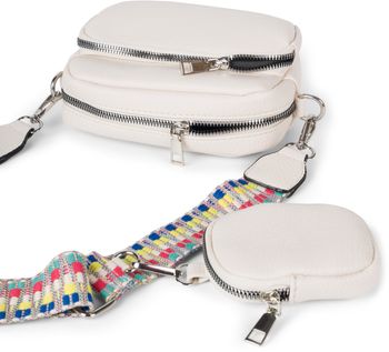 styleBREAKER Damen Umhängetaschen Set 2-Teilig, gemusterter Schultergurt und ovale Börse, Rechteckige Crossbody Bag Einfarbig 02012405