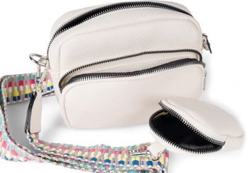 styleBREAKER Damen Umhängetaschen Set 2-Teilig, gemusterter Schultergurt und ovale Börse, Rechteckige Crossbody Bag Einfarbig 02012405