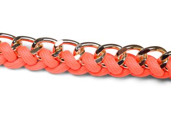 styleBREAKER Taschen Schulterriemen mit eingeflochtener Kette, Wechsel Taschengurt, Handyband, Handykette, Karabiner 02013038