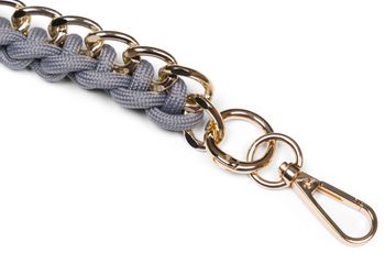 styleBREAKER Taschen Schulterriemen mit eingeflochtener Kette, Wechsel Taschengurt, Handyband, Handykette, Karabiner 02013038