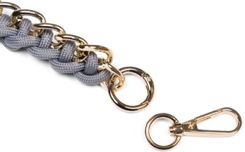 styleBREAKER Taschen Schulterriemen mit eingeflochtener Kette, Wechsel Taschengurt, Handyband, Handykette, Karabiner 02013038